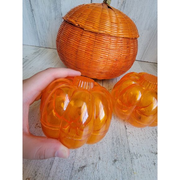Pumpkin container set wicker basket Halloween home decor set - Picture 4 of 11